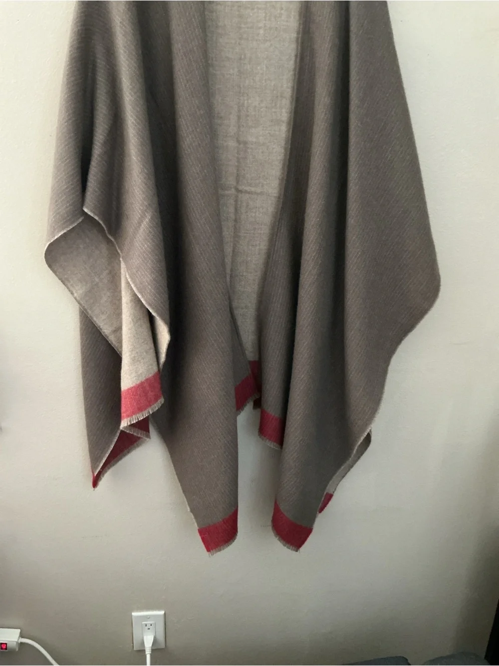 Alicia Adams Alpaca Taupe Wrap with Red Trim